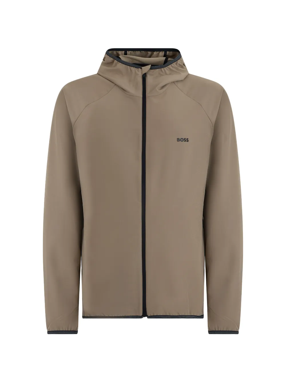 BOSS logo-print hooded jacket - Braun