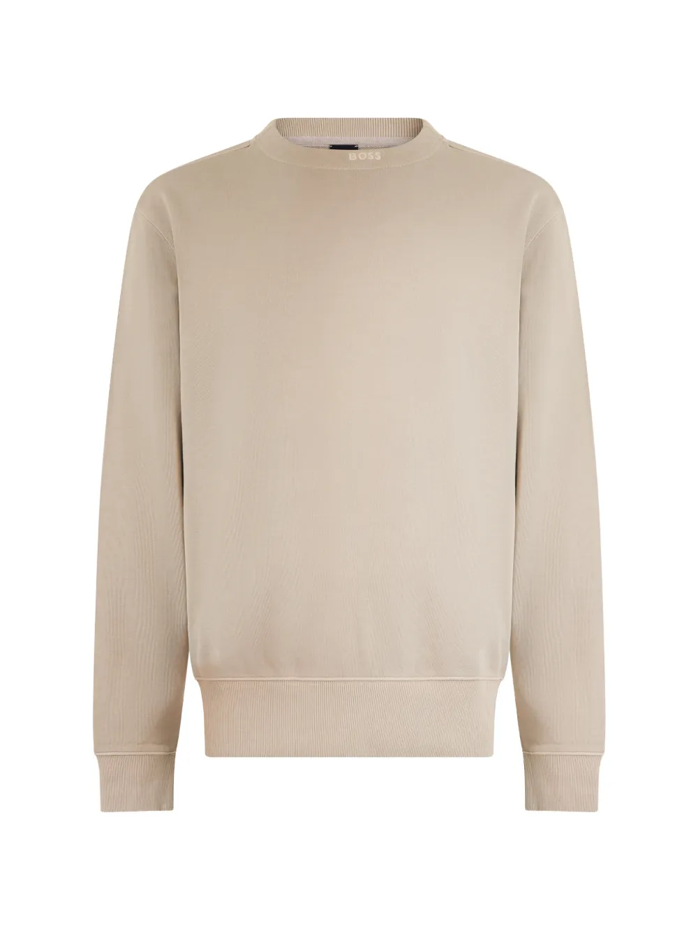 BOSS logo-embroidered ribbed-trim sweatshirt - Toni neutri