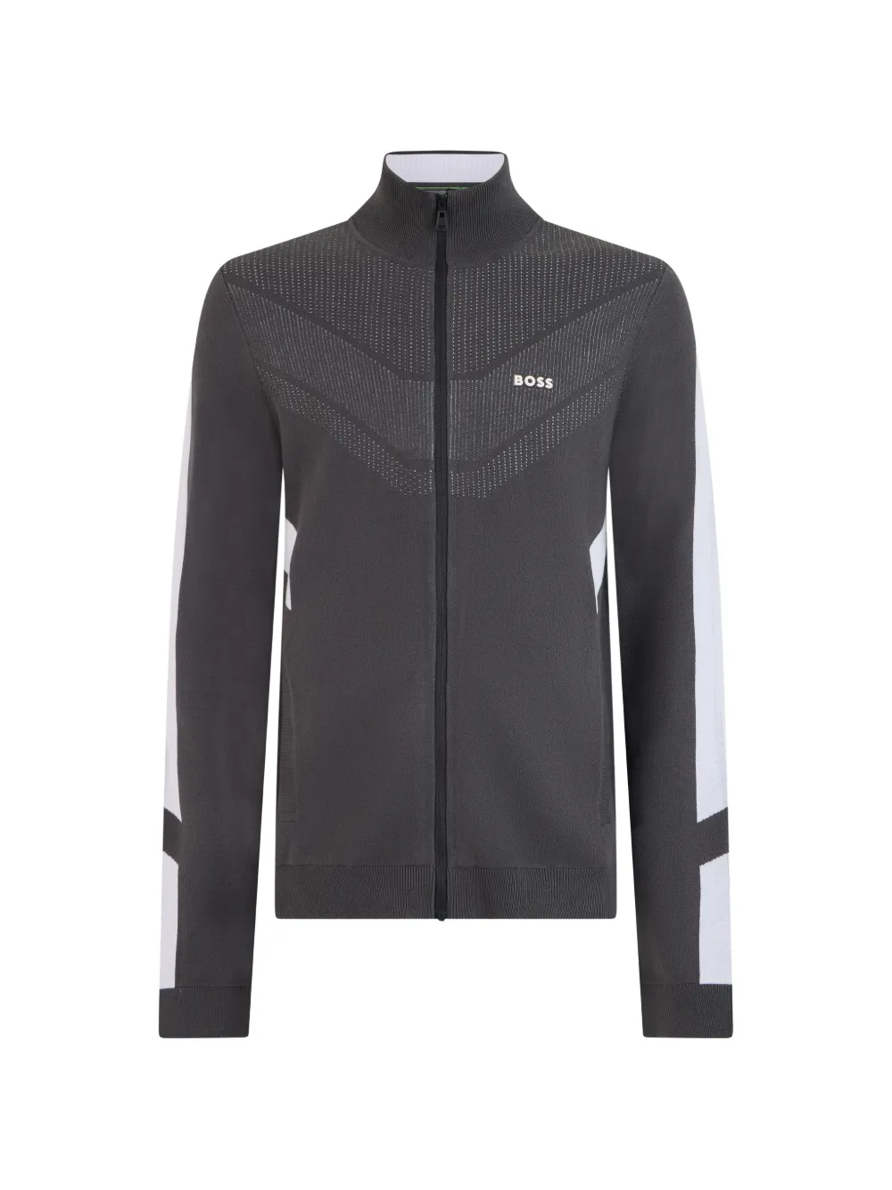 BOSS zip-up panelled sweater - Grau
