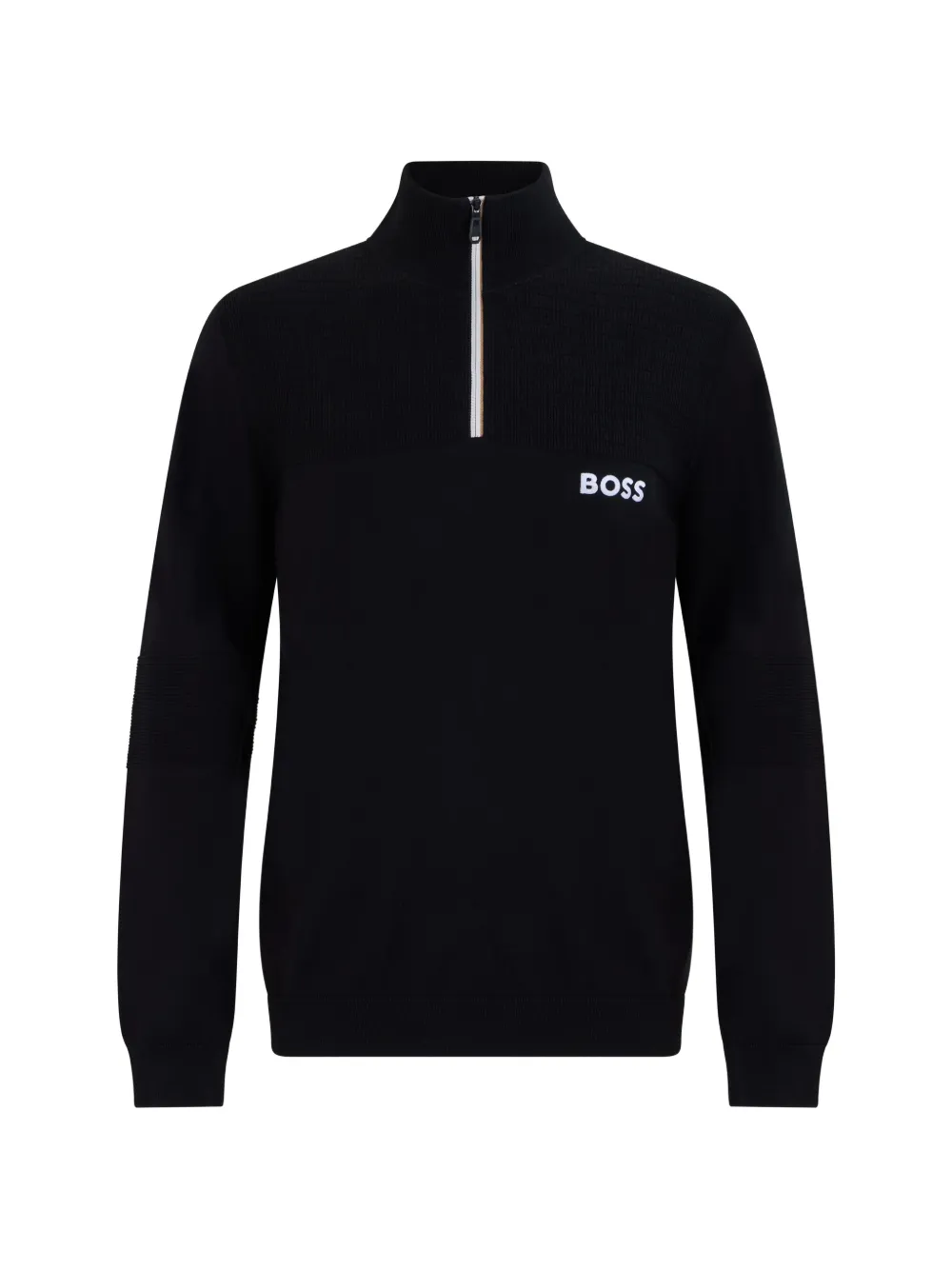 BOSS quarter-zip logo-print sweater - Schwarz