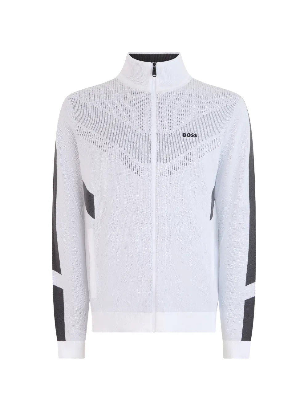 BOSS zip-up panelled sweater - Weiß