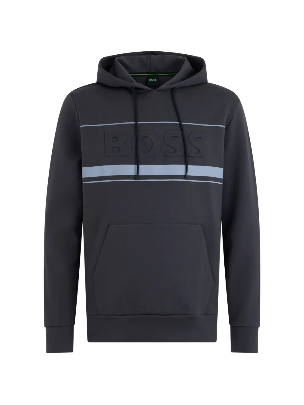 BOSS logo-embossed stripe-detail hoodie - Grau
