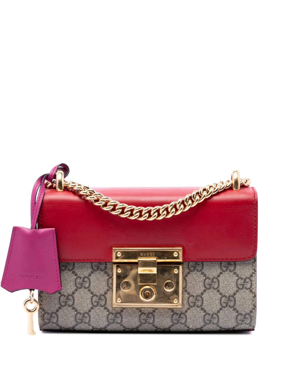 Gucci Pre-Owned 2016-2026 kleine GG Supreme Umhängetasche mit Schloss - Nude