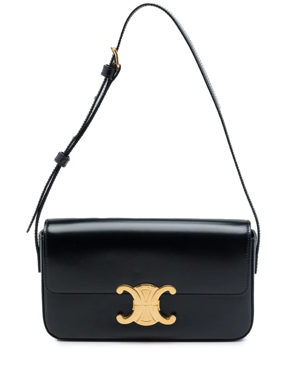 Celine Pre-Owned 2021 glänzende Triomphe Claude Schultertasche aus Kalbsleder - Schwarz