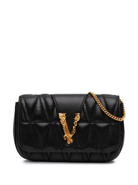 Versace Pre-Owned 2010-2026 Mini Quilted Leather Virtus V crossbody bag