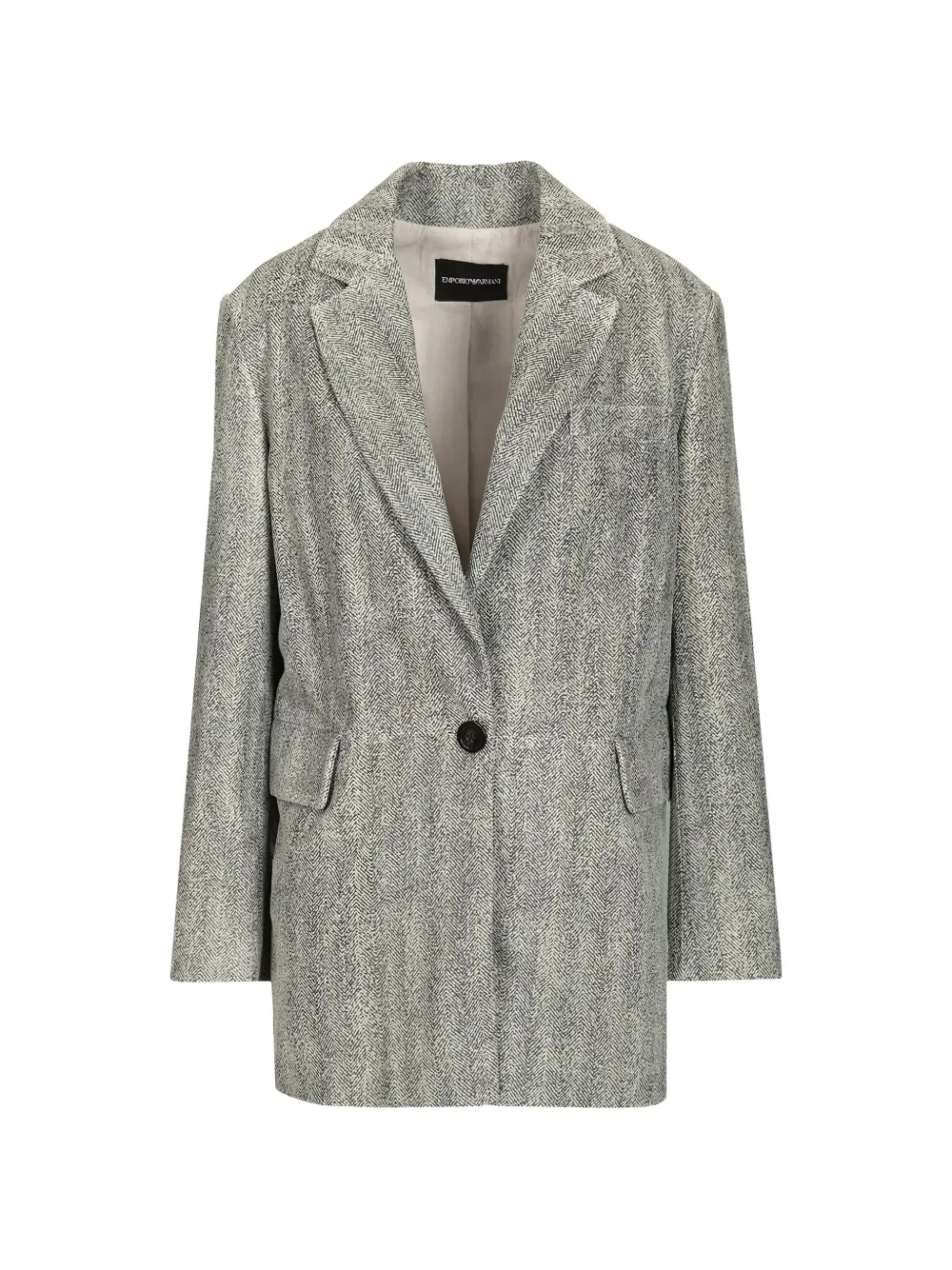 Emporio Armani chevron-print leather blazer - Grau