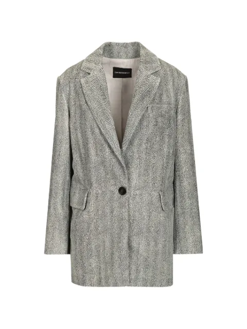 Emporio Armani blazer de piel con estampado chevron