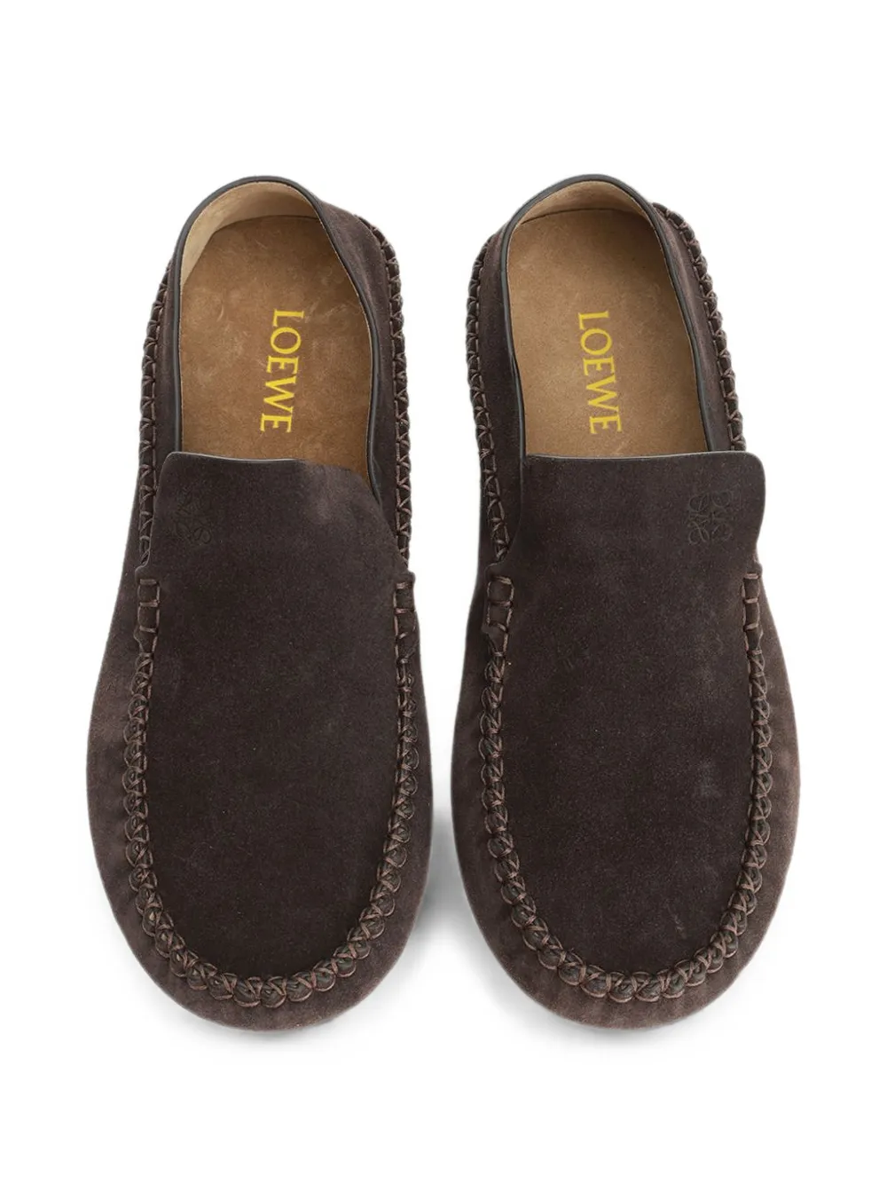 LOEWE Rambla driving loafers in suede calfskin Bruin