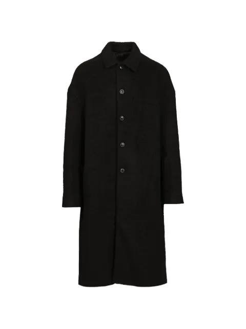 Rick Owens Tower buttoned Brad coat in black boiled wool