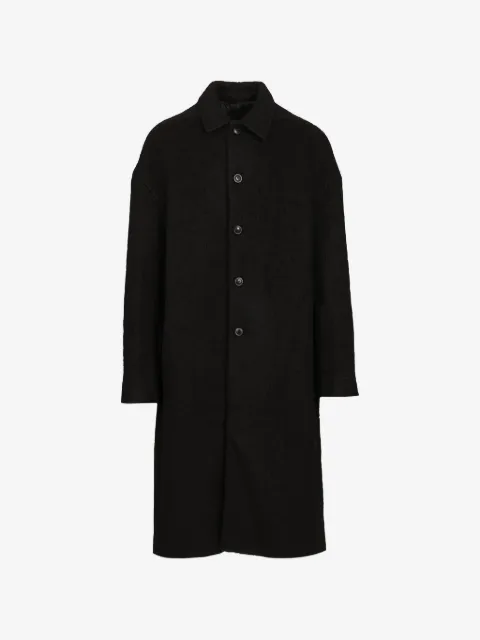 Rick Owens Tower buttoned Brad coat in black boiled wool