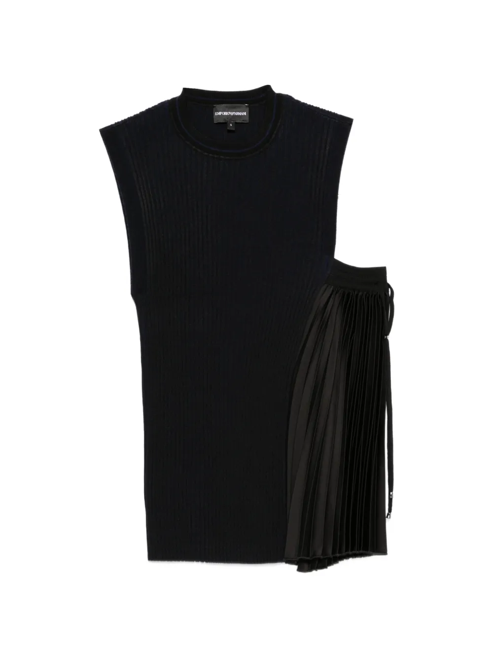 Emporio Armani ribbed-knit pleated-panel top - Nero