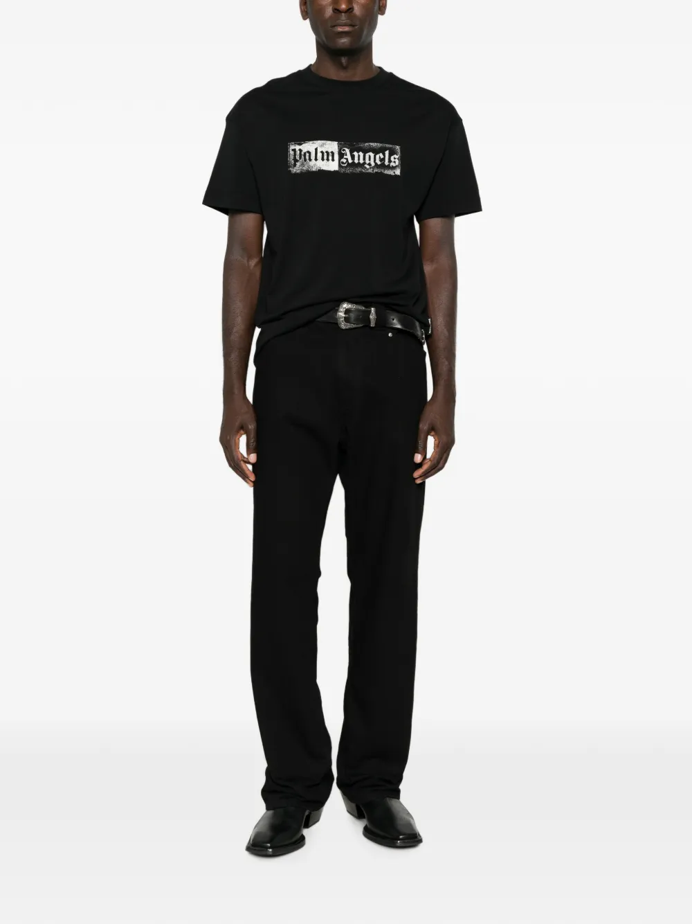 Palm Angels Stamp Logo T-shirt met korte mouwen Zwart