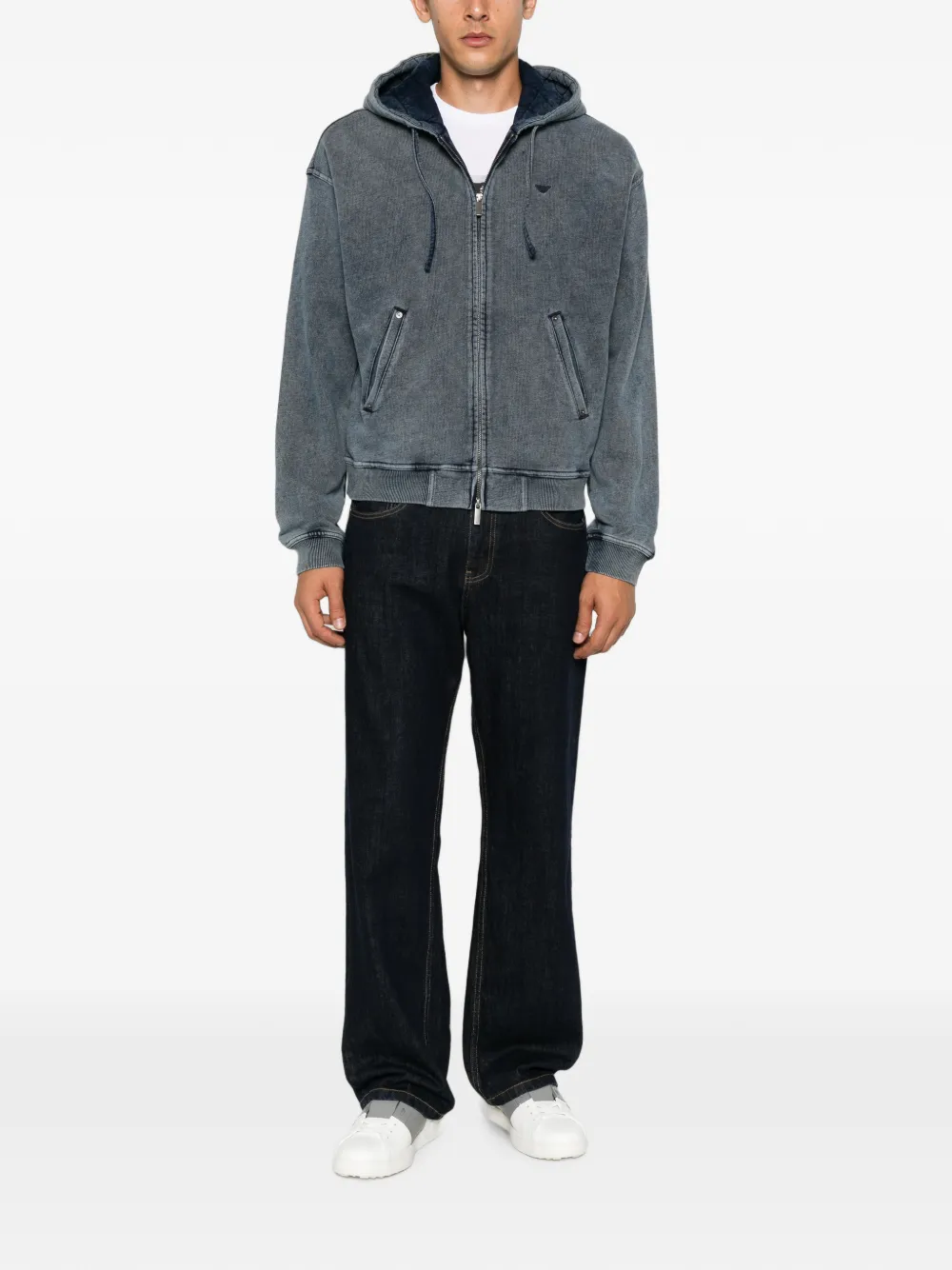 Emporio Armani zip-up hoodie Blauw