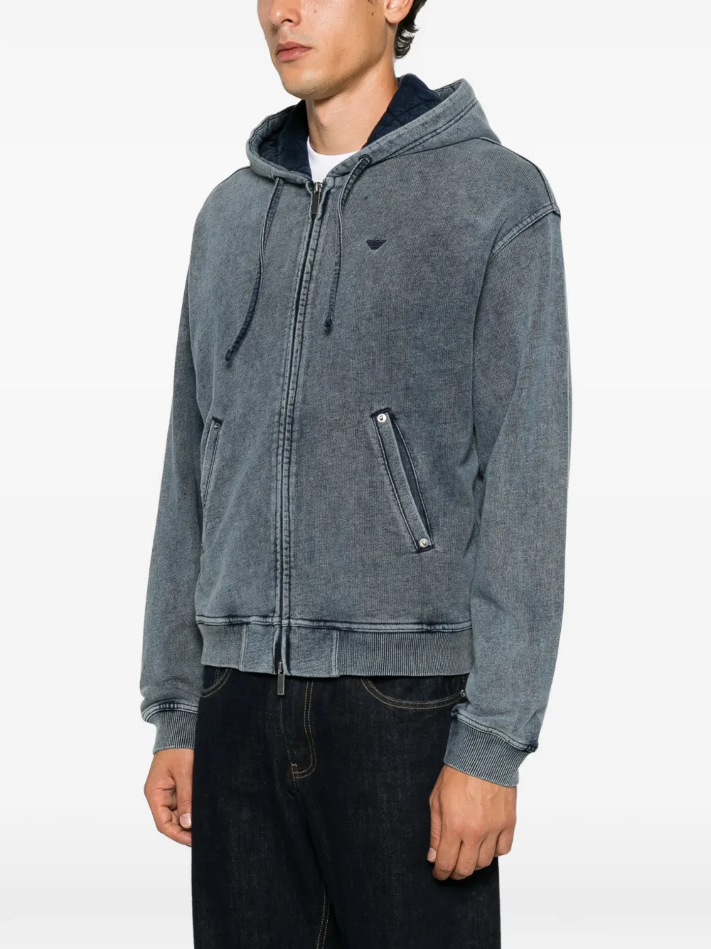 Emporio Armani zip-up hoodie Blauw