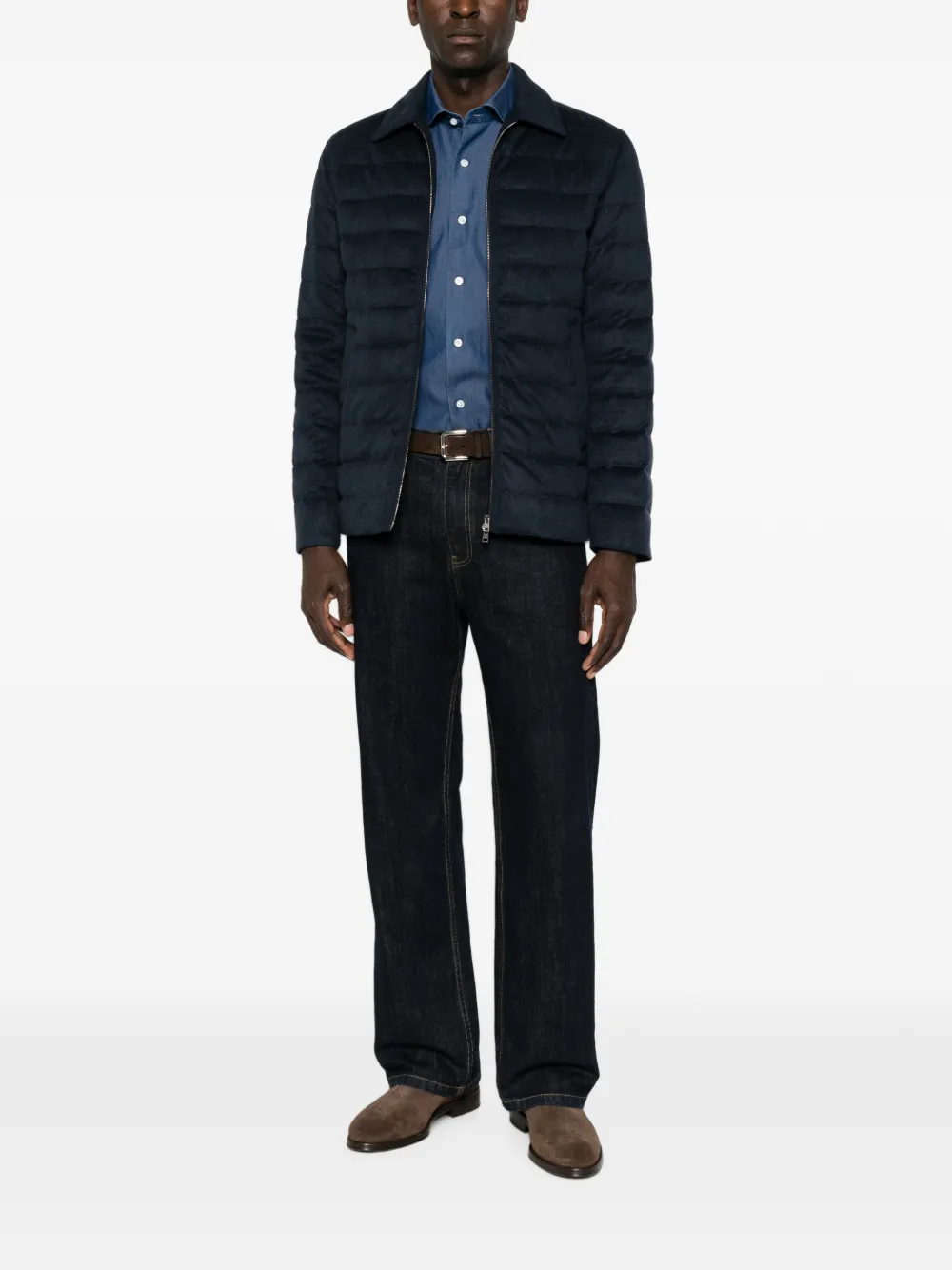 Herno Gewatteerd jack met rits en kraag Blauw
