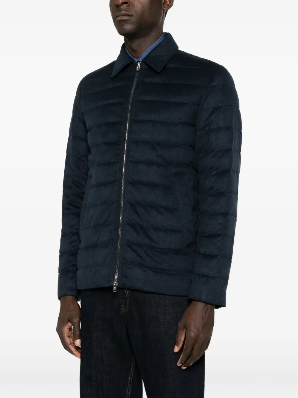 Herno Gewatteerd jack met rits en kraag Blauw