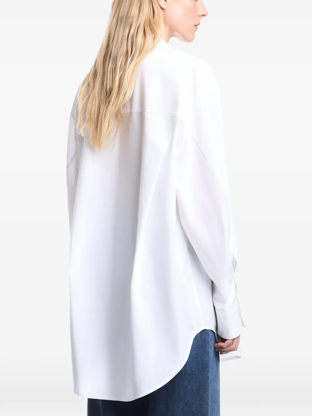 Emporio Armani Katoenen popeline blouse met puntige kraag en lange mouwen Wit