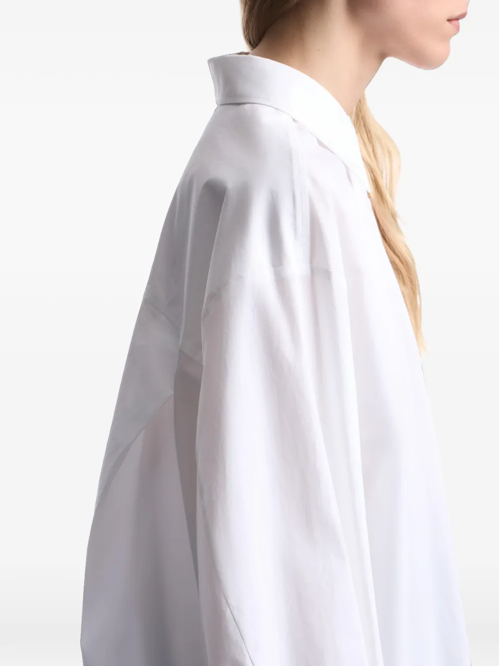 Emporio Armani Katoenen popeline blouse met puntige kraag en lange mouwen Wit