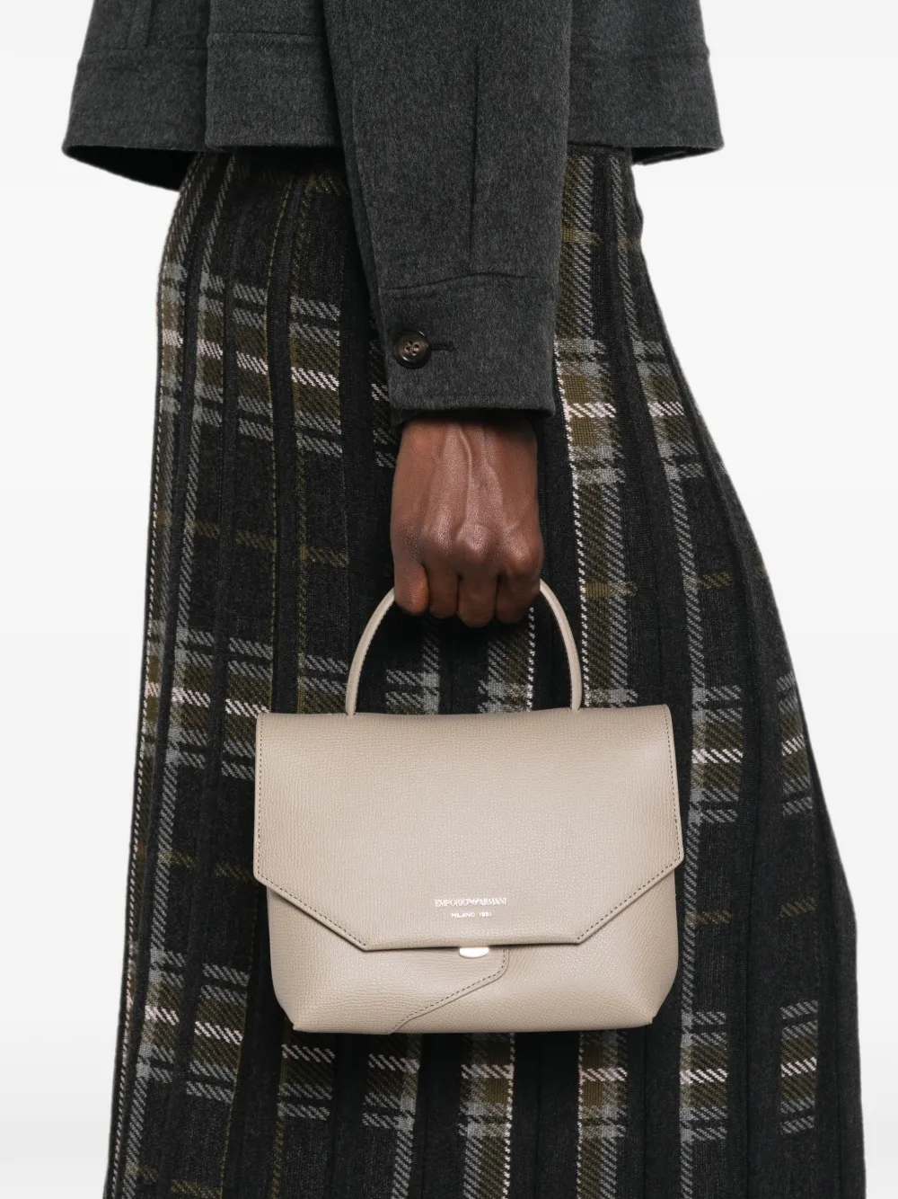 Emporio Armani 1981 leren mini-tas Beige