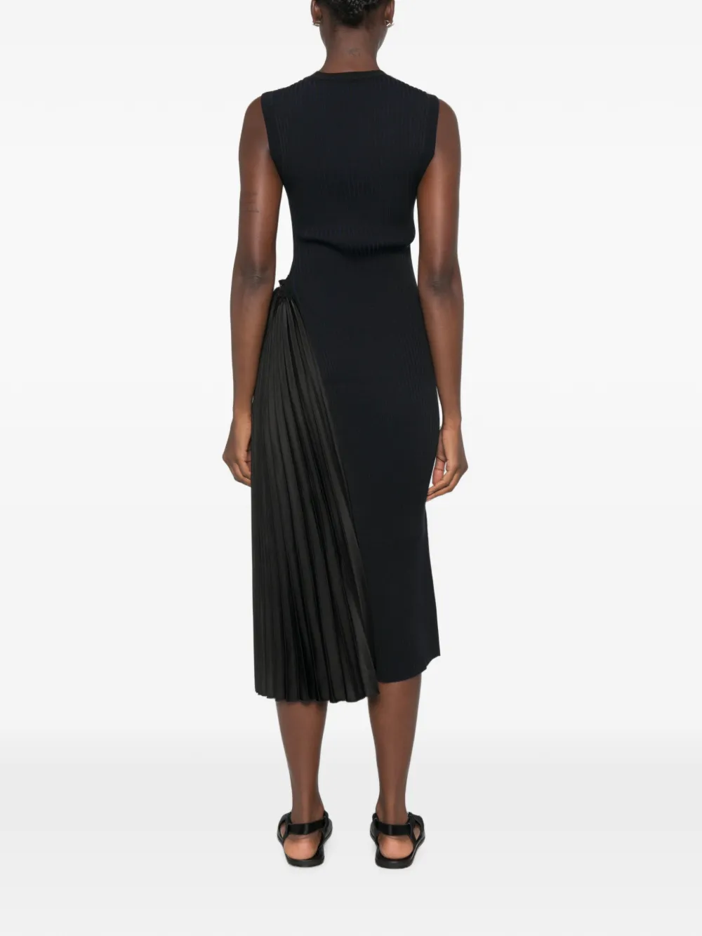 Emporio Armani Ribgebreide midi-jurk met geplooid vlak Zwart