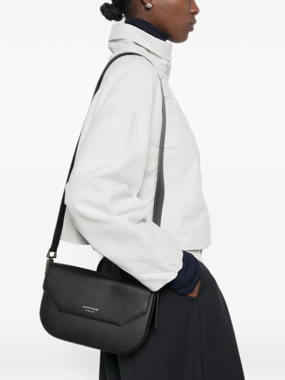 Emporio Armani 1981 leren crossbodytas Zwart