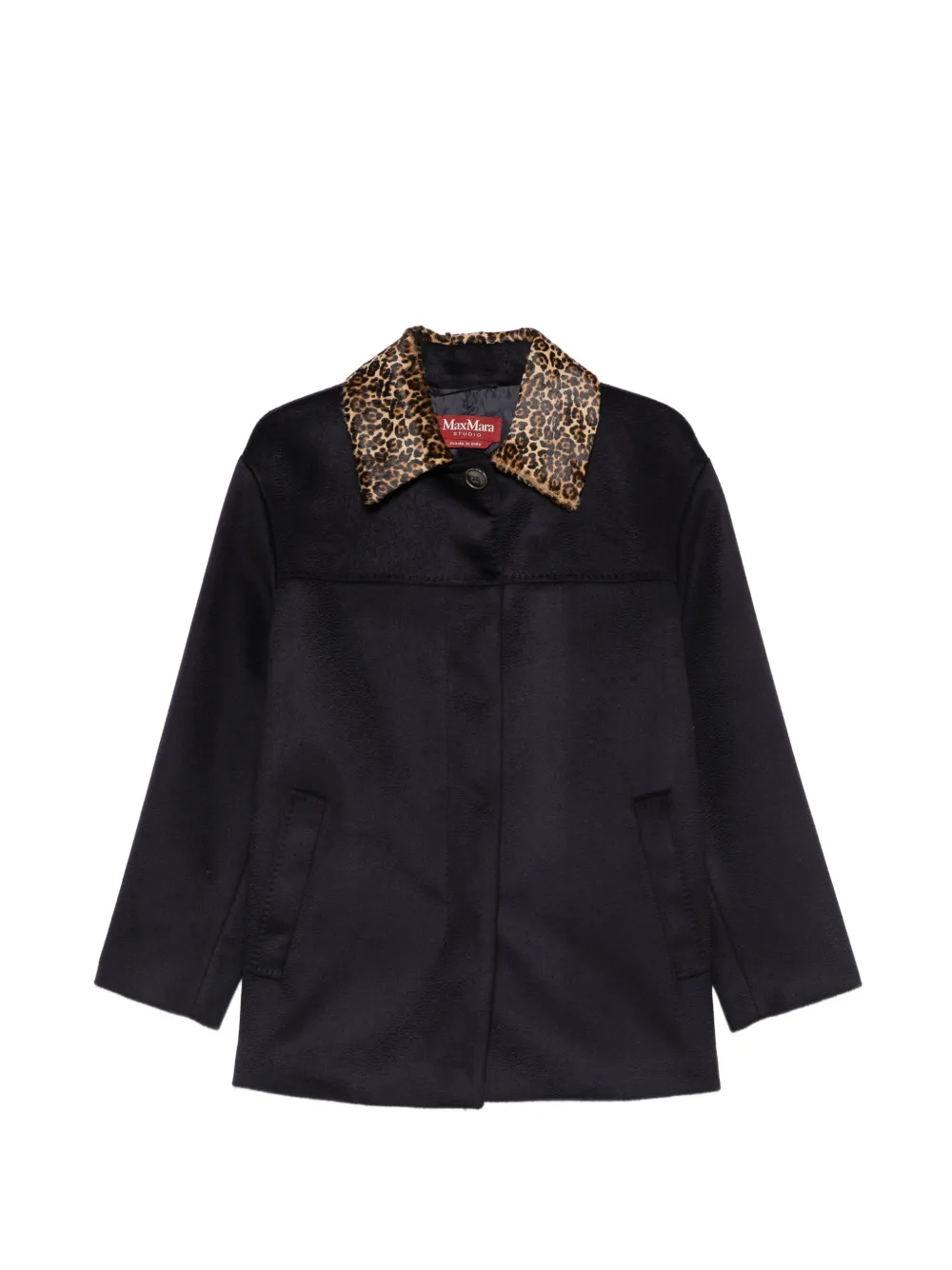 Max Mara leopard-print collar jacket - Blau