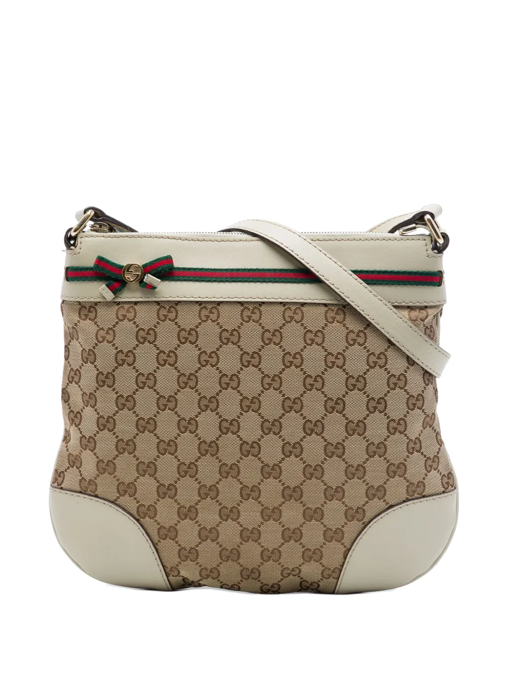 Gucci Pre-Owned Borsa a tracolla Mayfair in tela GG con decorazione Web 2016-2026 - Bianco