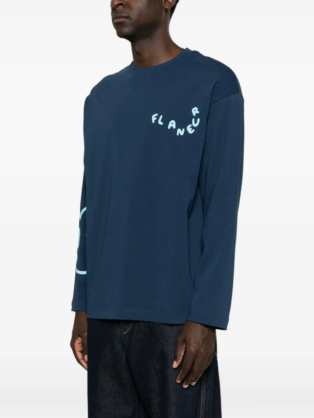 FLÂNEUR Blossom T-shirt met lange mouwen en logoprint Blauw