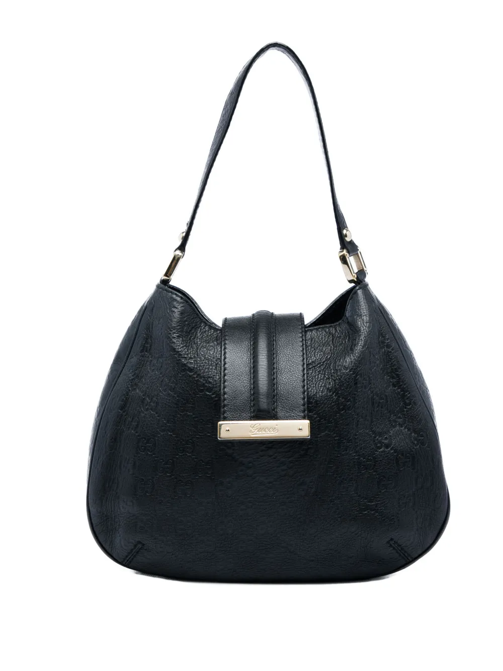 Gucci Pre-Owned 2016-2026 mittelgroße Guccissima New Ladies Beuteltasche - Schwarz