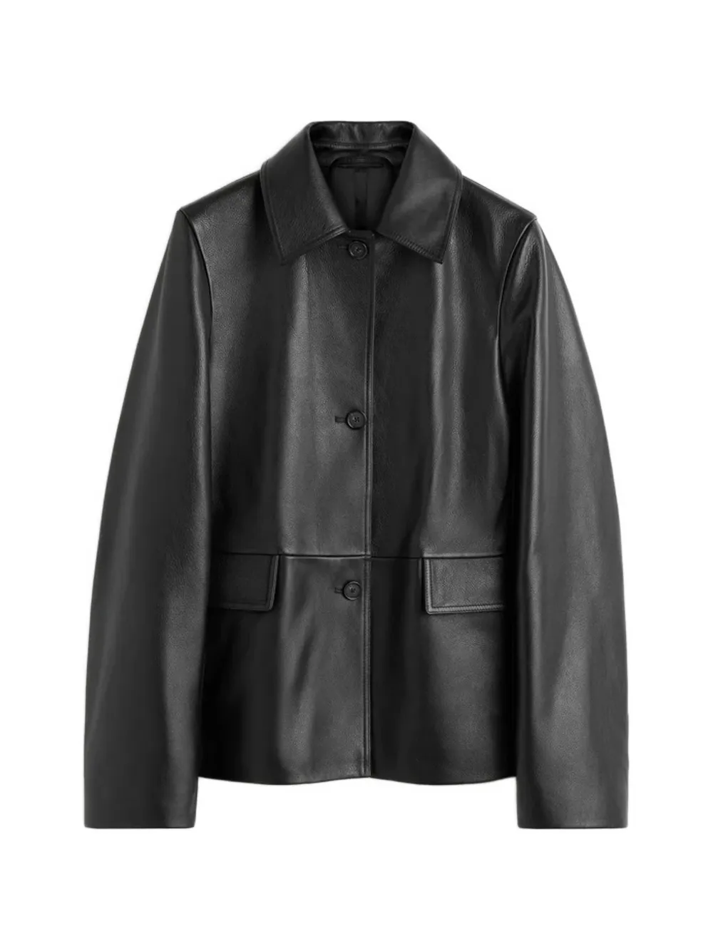 TOTEME grained leather jacket black - Schwarz