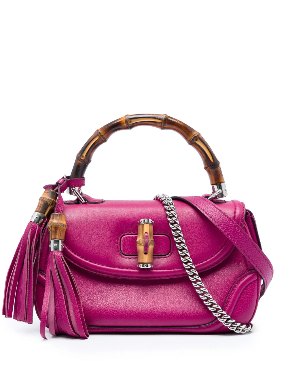 Gucci Pre-Owned Borsa a tracolla media in pelle di vitello con manico in bambù 2016-2026 - Rosa