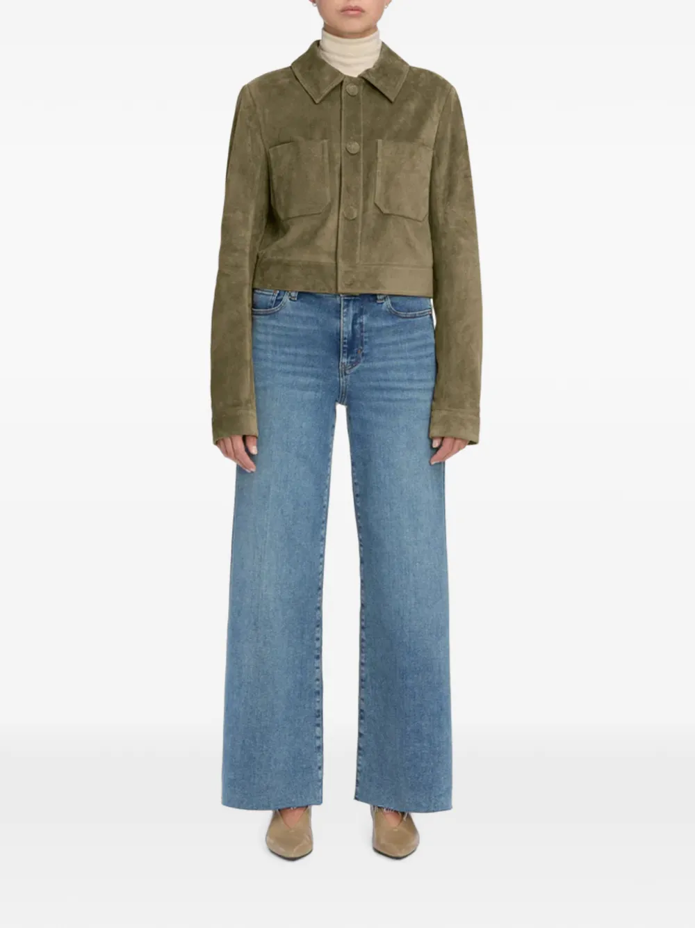 FRAME Le Pixie gerafelde jeans met wijde pijpen Blauw