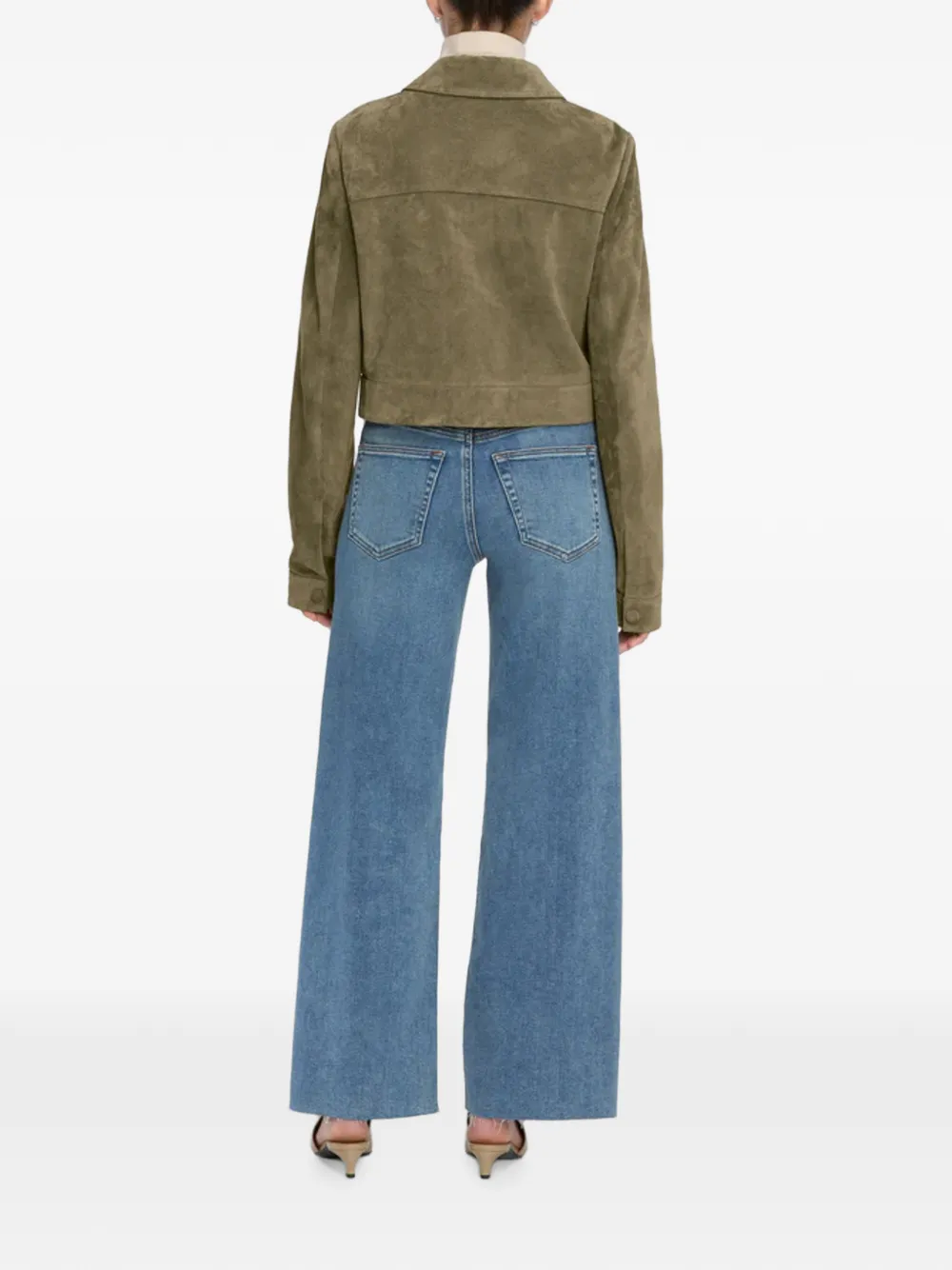 FRAME Le Pixie gerafelde jeans met wijde pijpen Blauw