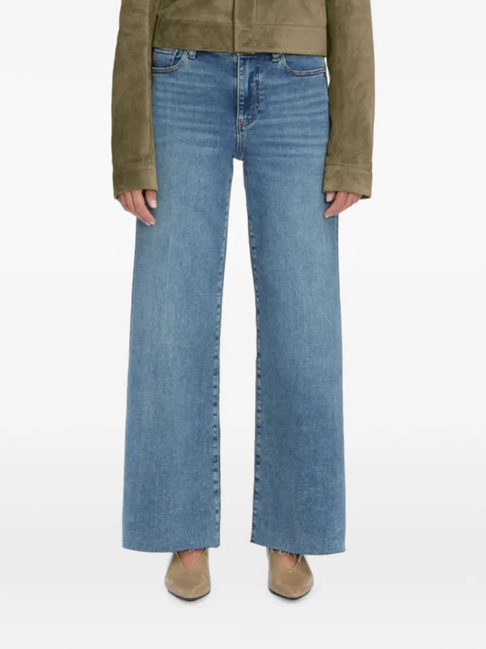 FRAME Le Pixie raw-edge wide-leg jeans - Blu
