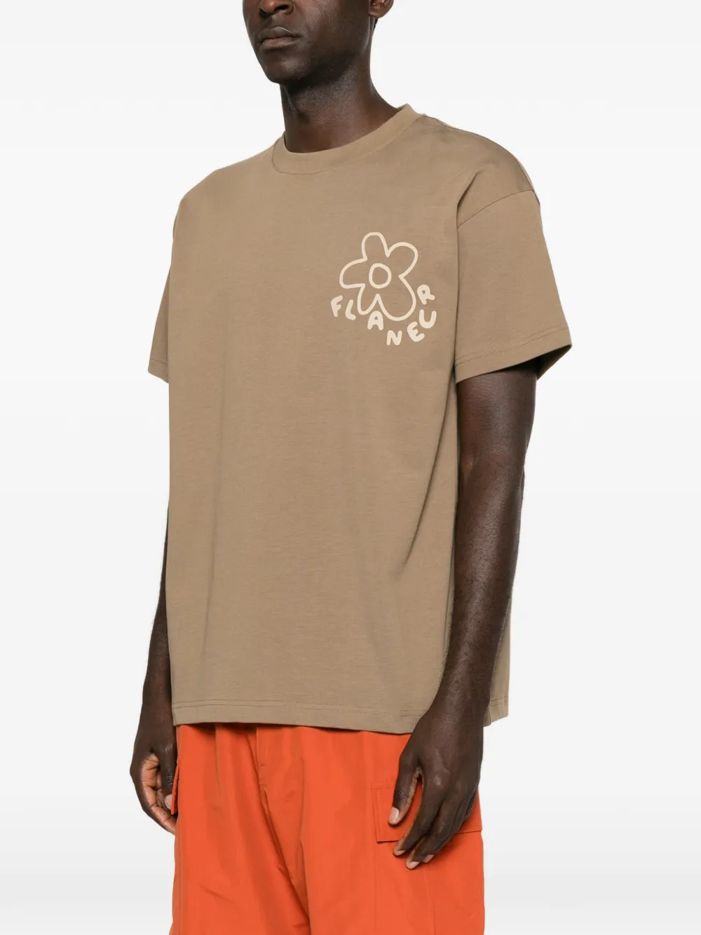 FLÂNEUR Blossom T-shirt met ronde hals en logoprint Bruin