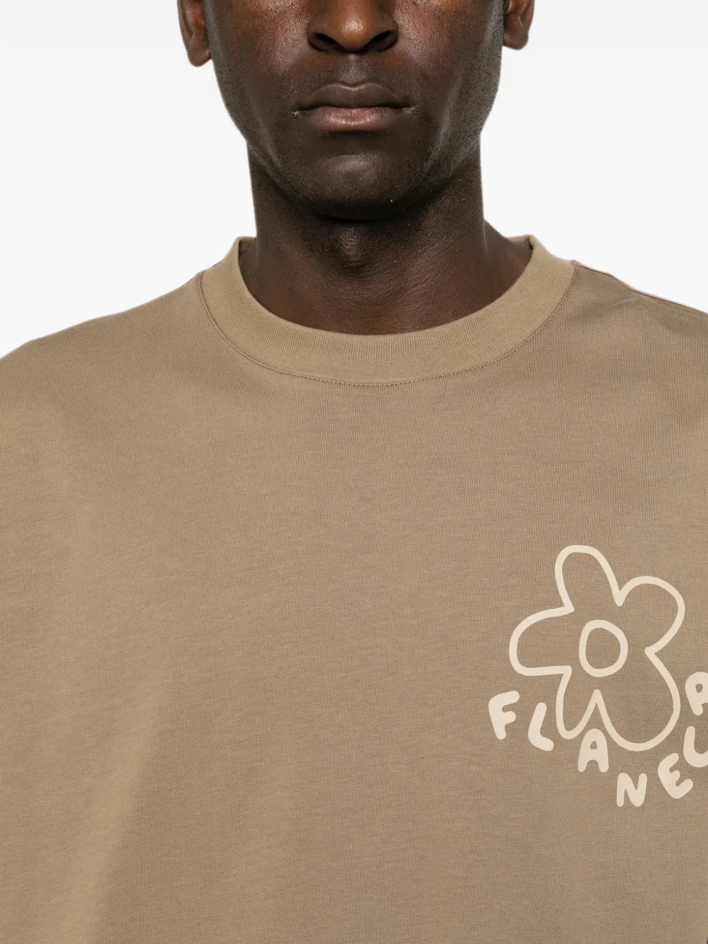 FLÂNEUR Blossom T-shirt met ronde hals en logoprint Bruin