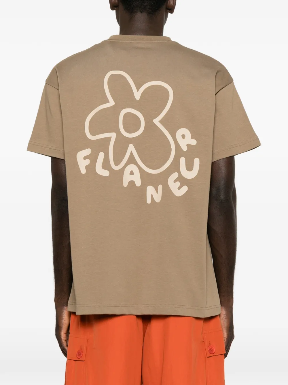 FLÂNEUR Blossom T-shirt met ronde hals en logoprint Bruin