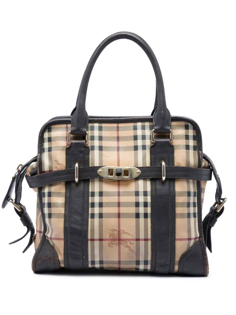 Burberry Pre-Owned 2000-2017 Haymarket Check Coated Canvas Minford Portrait satchel - Black