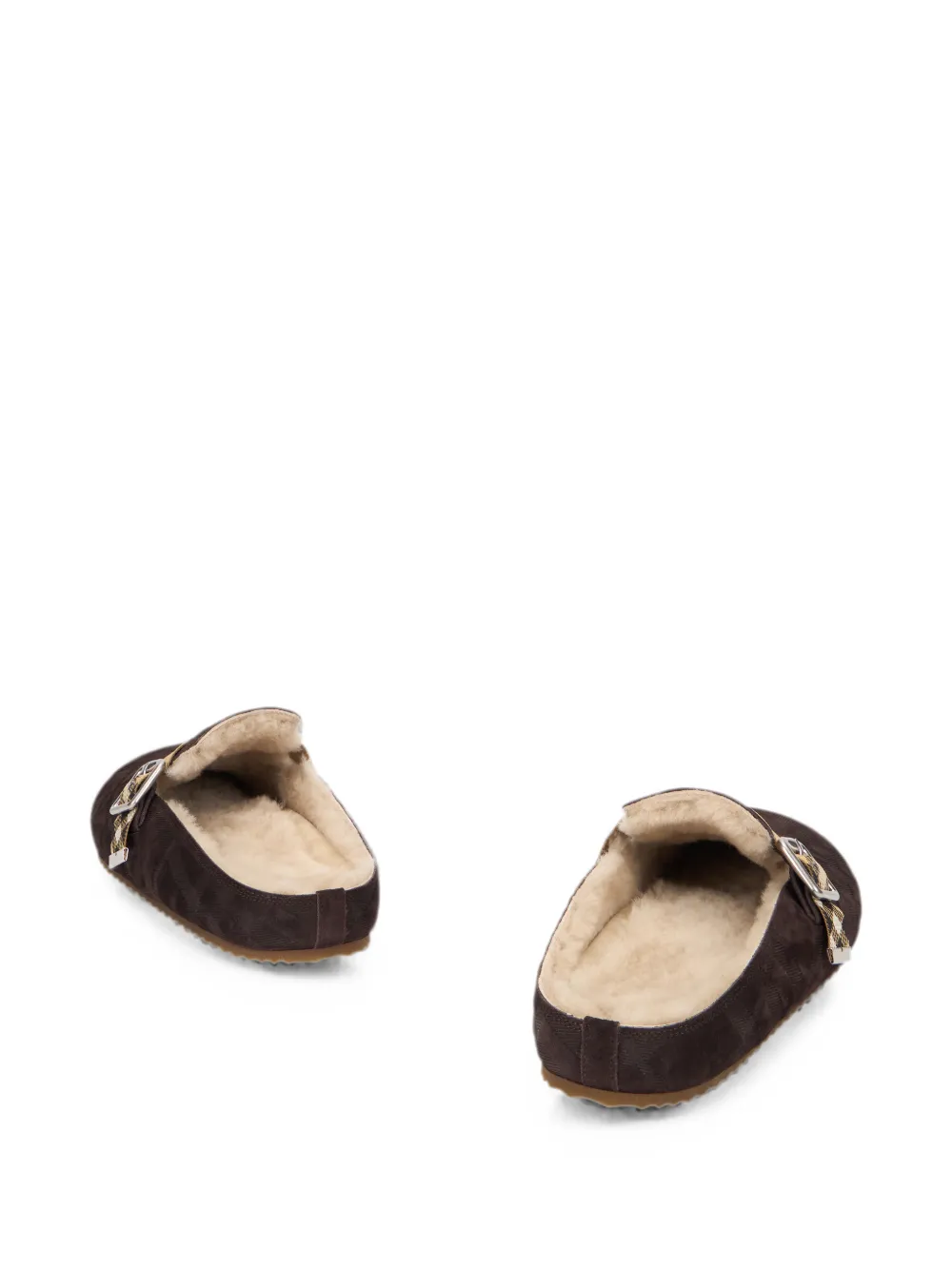 Burberry check-strap shearling-lined slippers Bruin