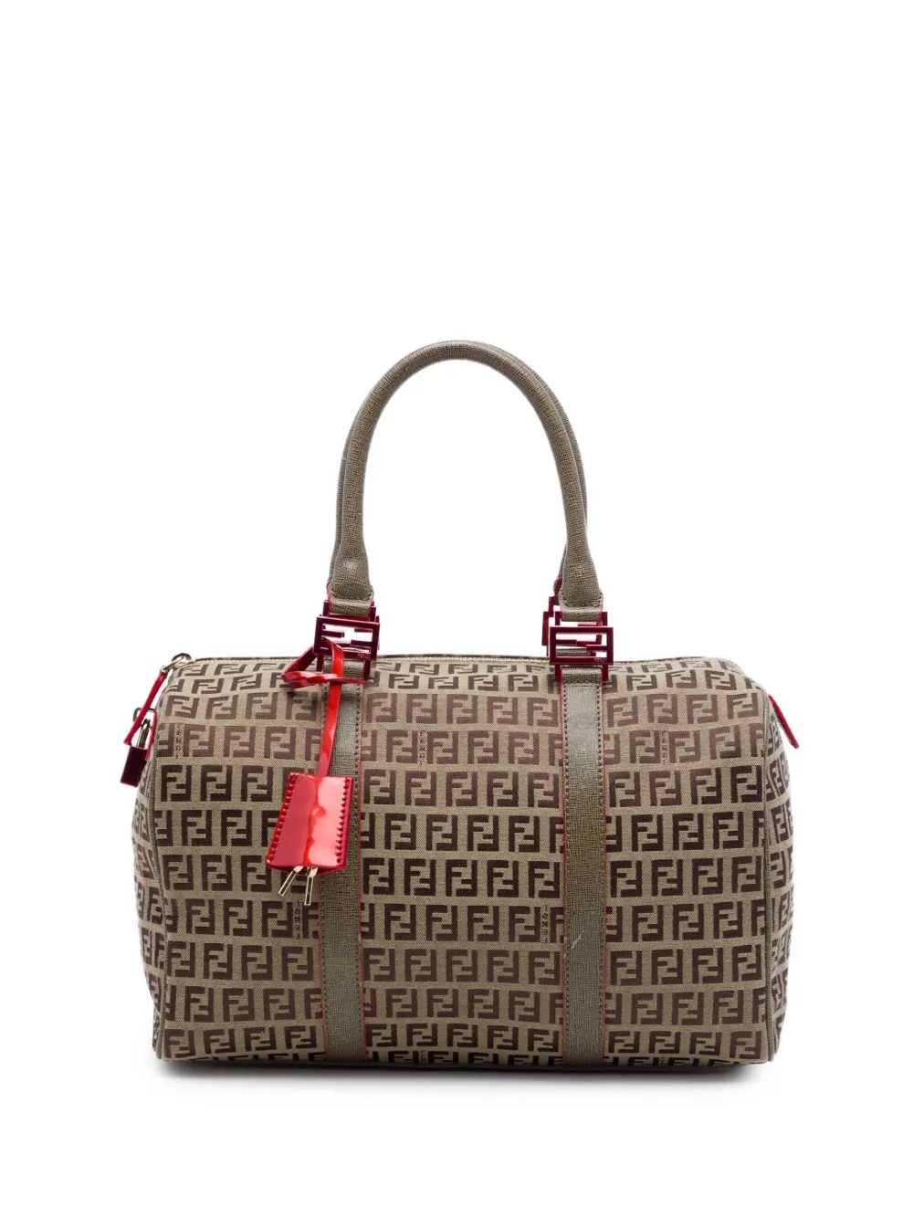 Fendi Pre-Owned Borsa a spalla Boston Forever Bauletto in tela con motivo Zucchino 2010-2026 - Toni neutri