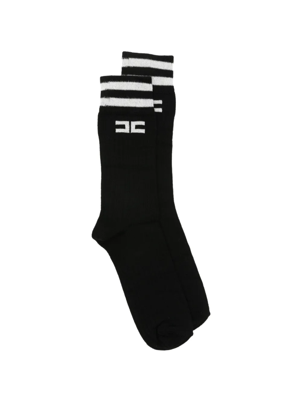 Elisabetta Franchi Kids logo-print striped socks - Nero
