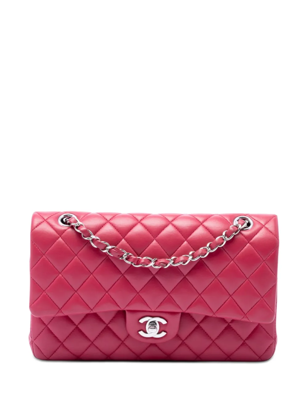 CHANEL Pre-Owned Borsa a spalla classica media in pelle di agnello con doppio battente 2018-2019 - Rosa