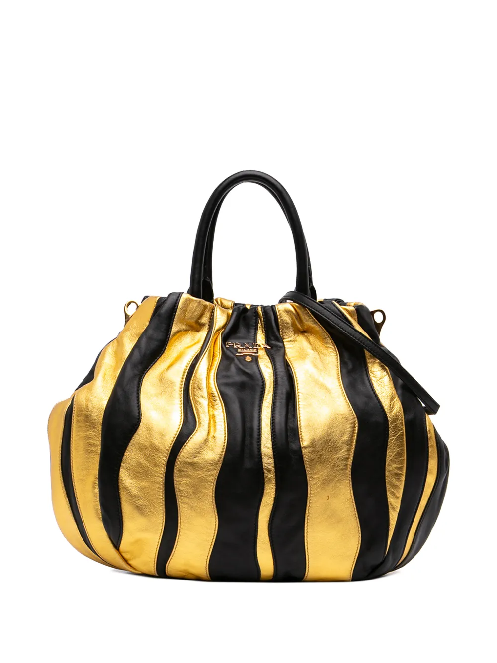Prada Pre-Owned 2013-2026 zweifarbige Waves Satchel-Tasche aus Nappaleder - Schwarz