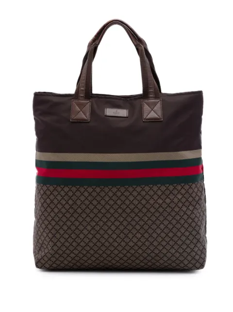 Gucci Pre-Owned bolso shopper Diamante de nylon con tribanda web 2016-2026