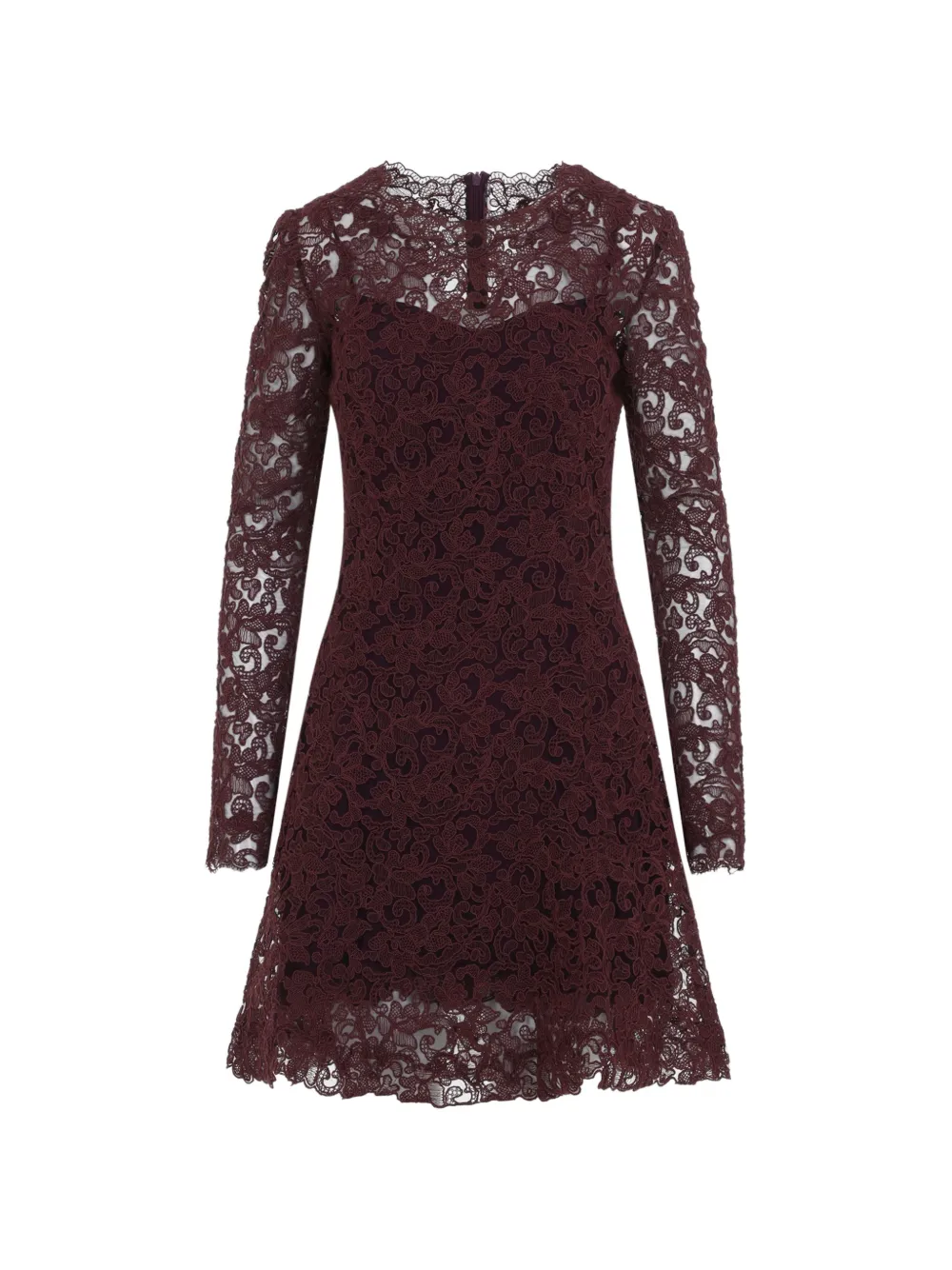 Ermanno Scervino lace-overlay long-sleeve mini dress - Rosso