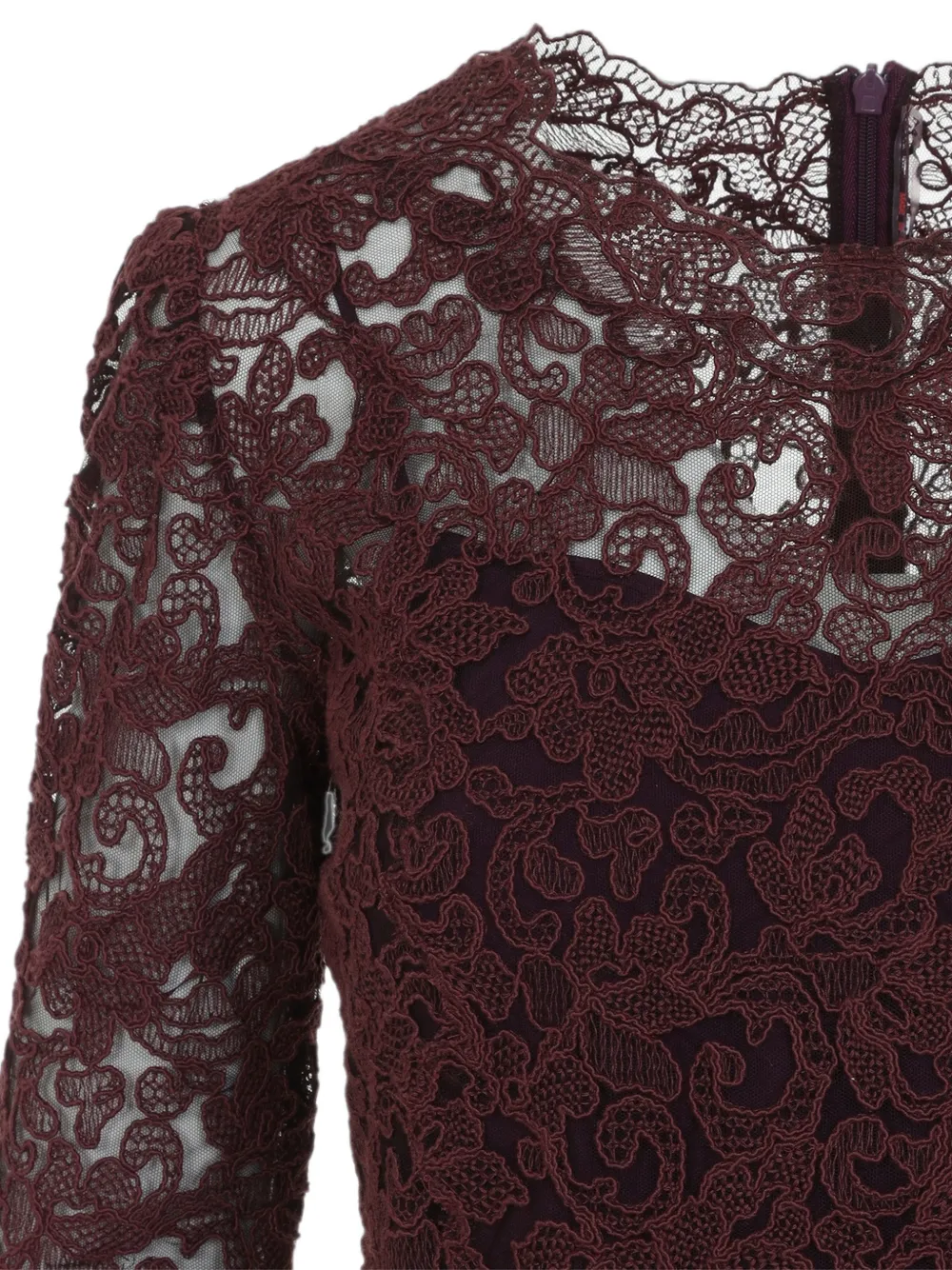 Ermanno Scervino lace-overlay long-sleeve mini dress Rood