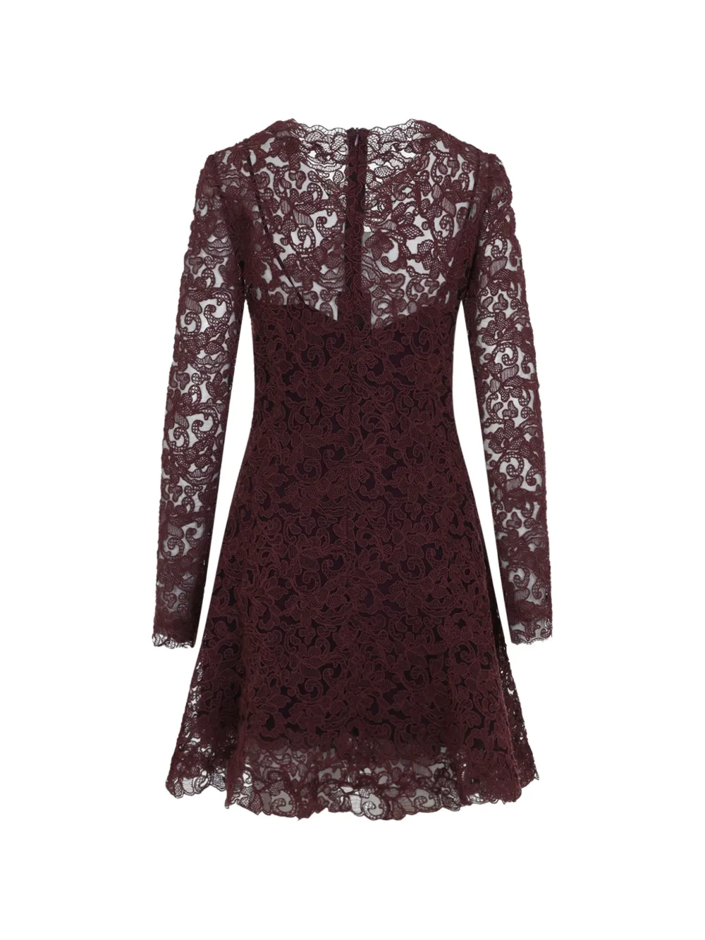 Ermanno Scervino lace-overlay long-sleeve mini dress Rood