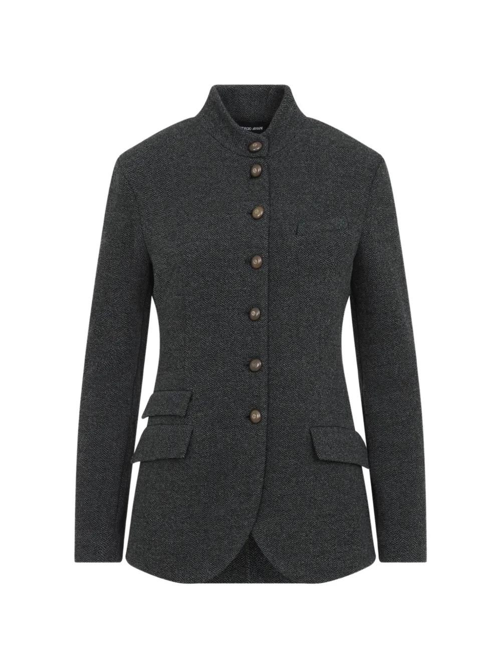 Giorgio Armani slim-fit herringbone-pattern jacket - Grigio