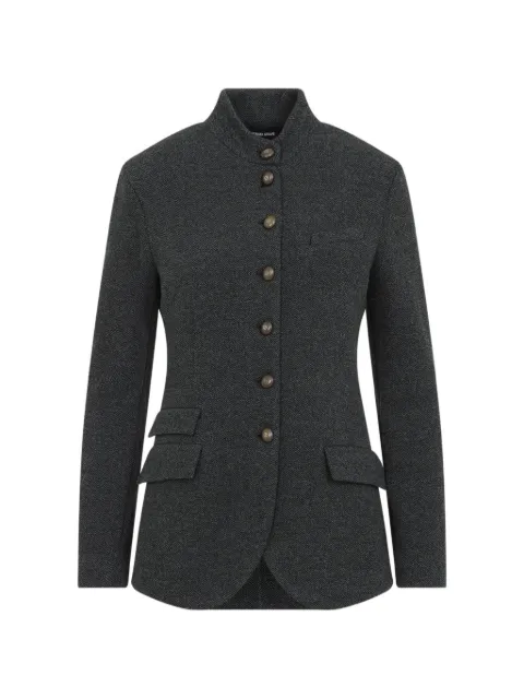 Giorgio Armani slim-fit herringbone-pattern jacket