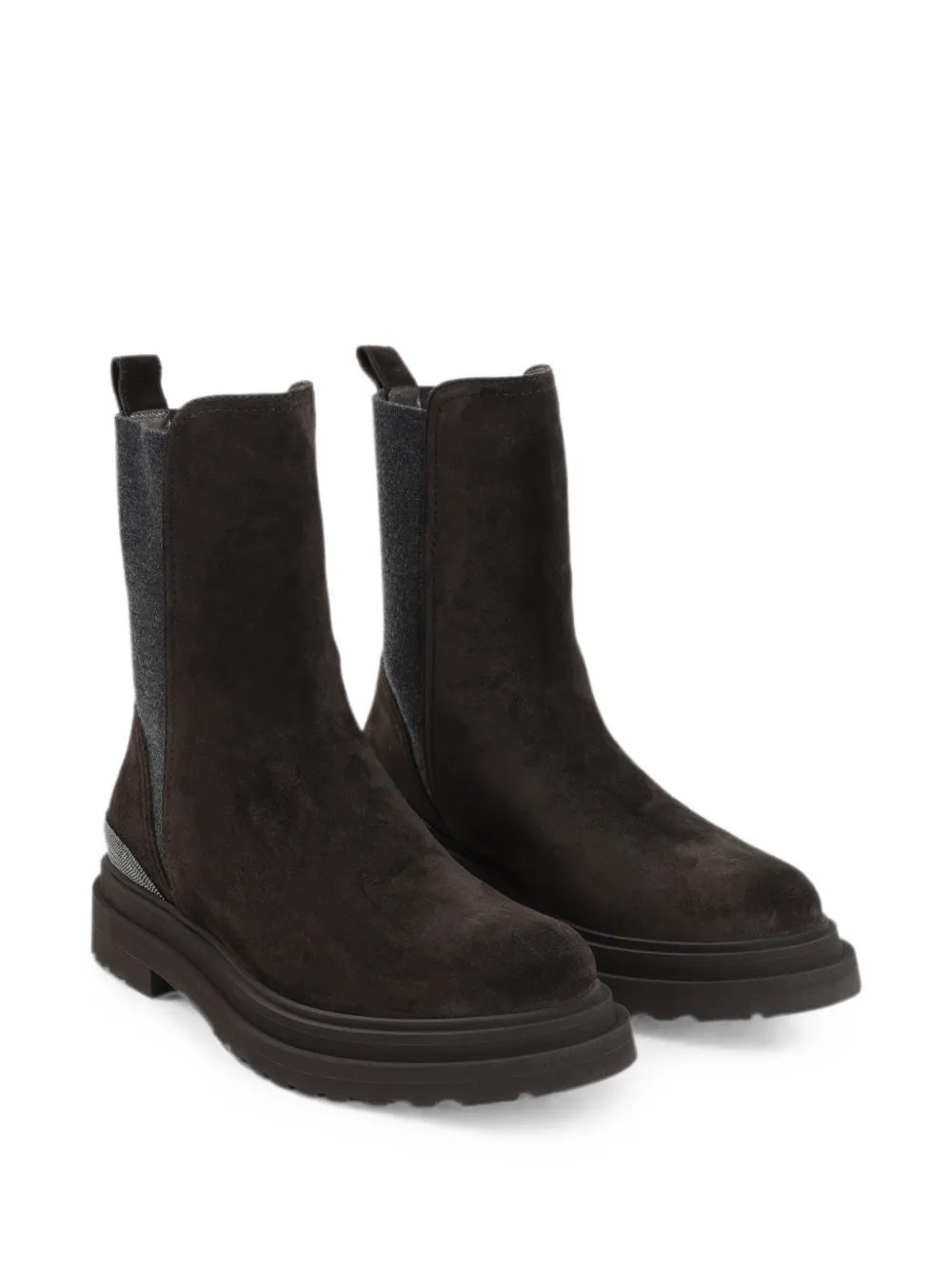 Brunello Cucinelli Monili-embellished suede boots Bruin